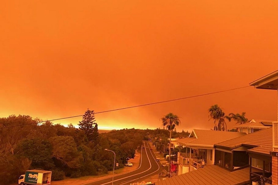 I november sidste år så himlen orange ud over kystbyen Port Macquarie i delstaten New South Wales nord for Sydney på grund af de mange brande.
