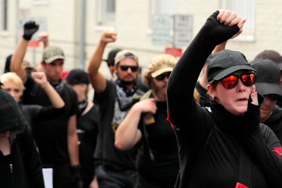 Antifa er dukket frem i løbet af de senere år, delvis i opposition til en række højreorienterede demonstrationer i Charlottesville, Virginia, i 2017. (Arkivfoto)