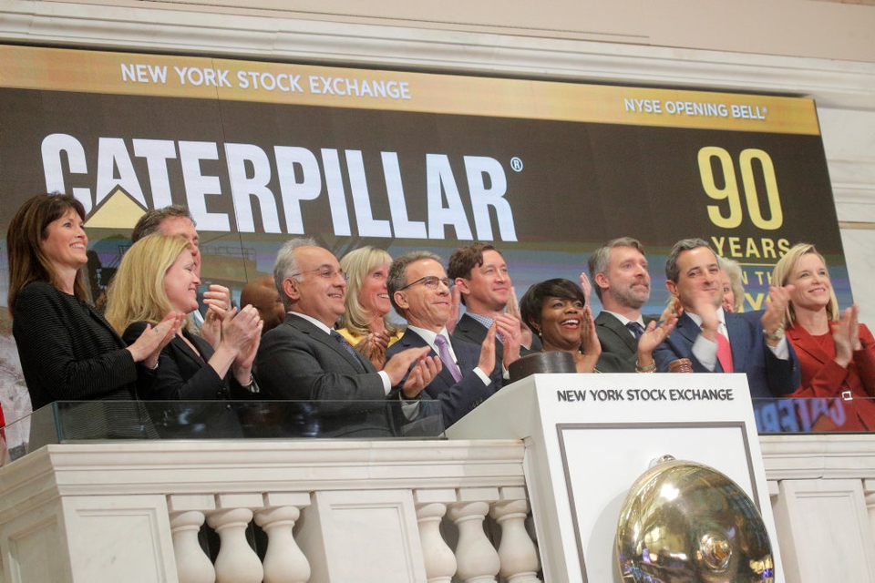 Der klappes på børsen New York i sidste måned til ære for Caterpillar, der er en af USA's større eksportvirksomheder.