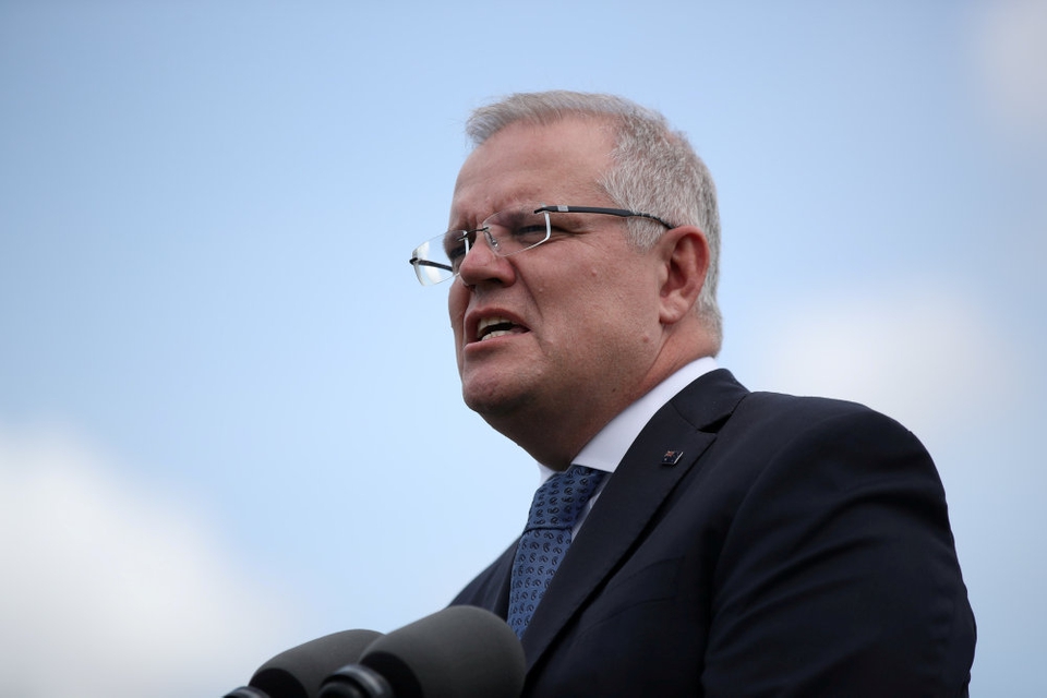 På et pressemøde tidligt fredag morgen dansk tid sagde Australiens premierminister, Scott Morrison, blandt andet, at fans skal være tilladt på stadion til sportskampe. (Arkivfoto)