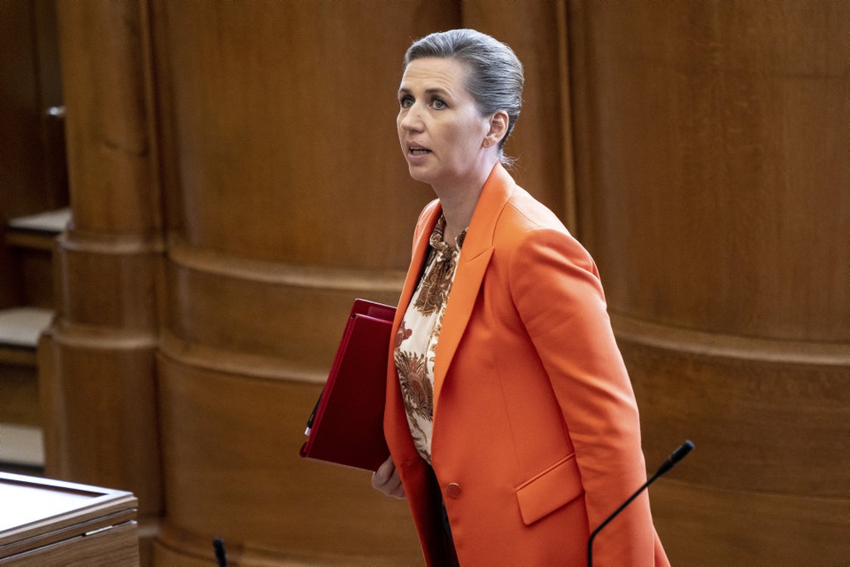Statsminister Mette Frederiksen (S) under afslutningsdebat i Folketinget på Christiansborg i København.