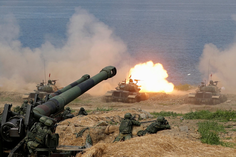 Militæret i Taiwan under en øvelse i 2019, hvor det simuleres, at kinesiske styrker invaderer øen. (Arkivfoto)