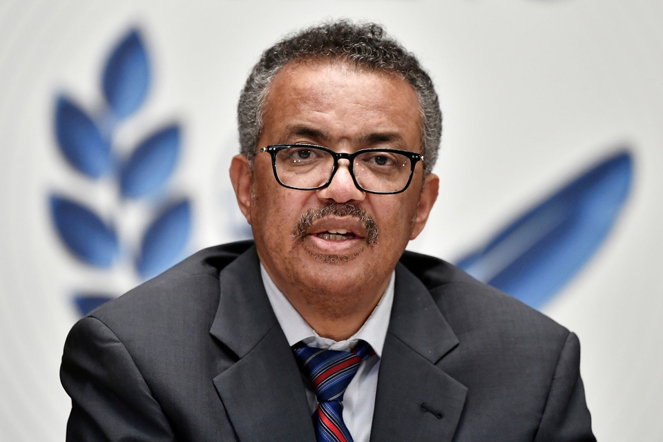 World Health Organization (WHO) Director-General Tedros Adhanom Ghebreyesus attends a news conference organized by Geneva Association of United Nations Correspondents (ACANU) amid the COVID-19 outbreak, caused by the novel coronavirus, at the WHO headquarters in Geneva Switzerland July 3, 2020. (Foto: Pool New/Reuters/Ritzau Scanpix)