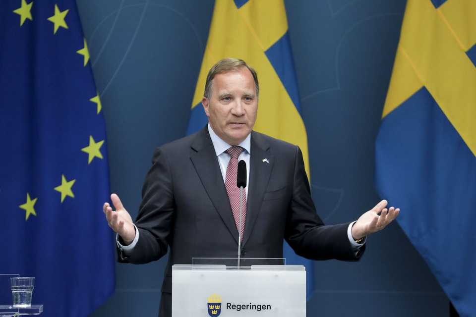 Stockholm 20200604 Statsminister Stefan Löfven håller pressträff om ändringar i reserestriktionerna. (Foto: 1037 Sören Andersson/TT/Ritzau Scanpix)